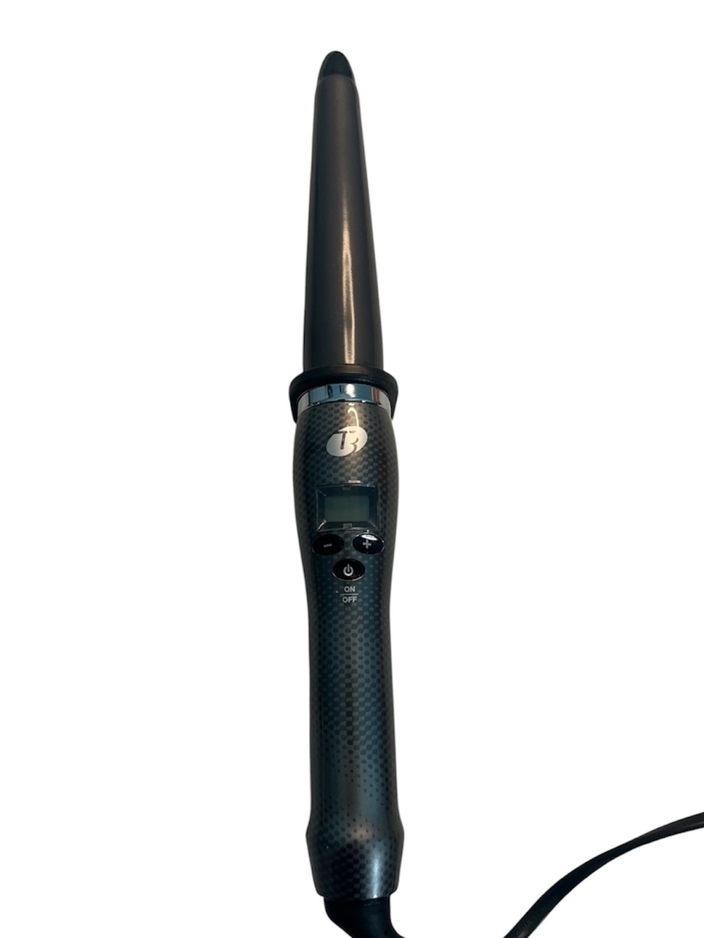 T3 Black Conical Curling Wand with Digital Controls 1.25”